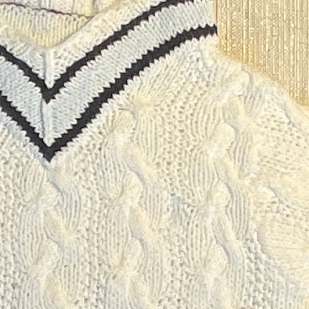 Ralph Lauren Baby White 100% Cotton V-Neck Cricket Sweater Size 0-6 Months
